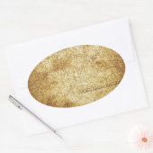 Metallic aangetaste koele retro bruin gele grunge ovale sticker (Envelop)