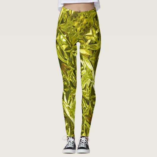 Metallic Abstract 101 Lime Green Leggings (Voorkant)