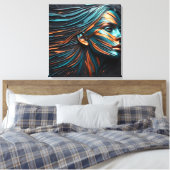Metallic Abstract Woman's Face Art. Canvas Afdruk (Insitu (Slaapkamer))