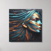 Metallic Abstract Woman's Face Art. Canvas Afdruk (Voorkant)
