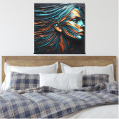 Metallic Abstract Woman's Face Art. Canvas Afdruk (Insitu (Slaapkamer))