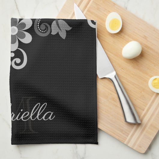 Metallic Abstracte Floral Theedoek (Quarter Fold)