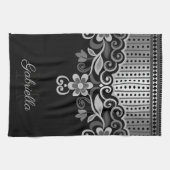 Metallic Abstracte Floral Theedoek (Horizontaal)