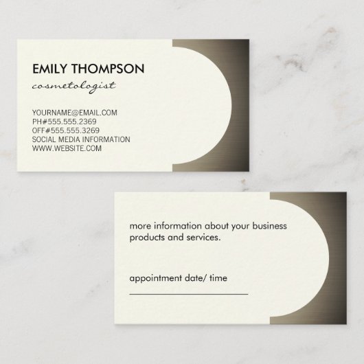 Metallic Accent (off-yellow) Benoeming Afsprakenkaartje (Voorkant / Achterkant)