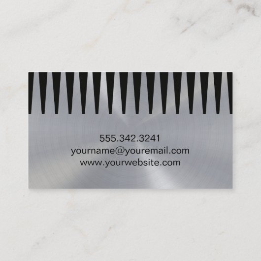 Metallic achtergrond | Comb Shears Stylist Visitekaartje (Achterkant)
