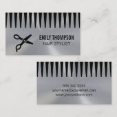Metallic achtergrond | Comb Shears Stylist Visitekaartje (Voorkant / Achterkant)