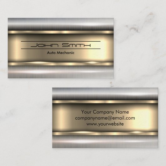 Metallic achtergrond | Gold Silver Visitekaartje (Voorkant / Achterkant)