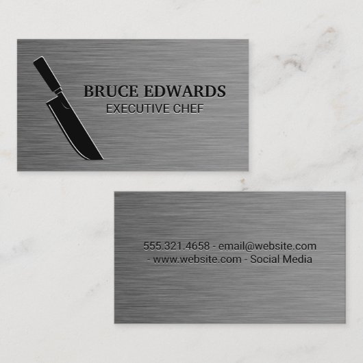 Metallic achtergrond mes visitekaartje (Voorkant / Achterkant)