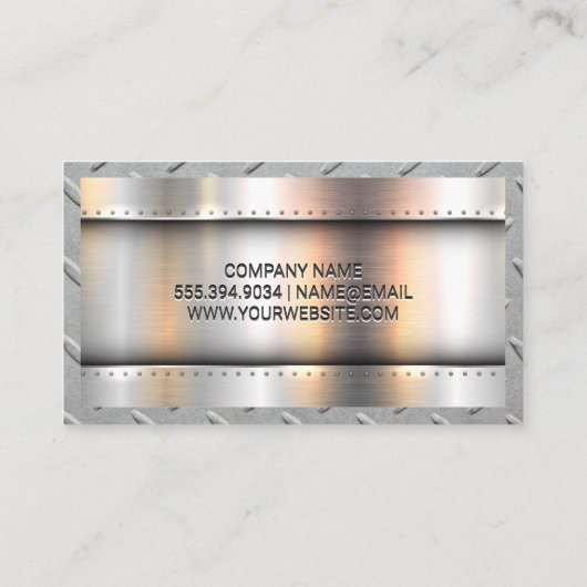 Metallic achtergrond | Metalen rivetten | Staalgre Visitekaartje (Achterkant)
