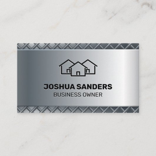 Metallic achtergrond | Pictogram homes Visitekaartje (Voorkant)
