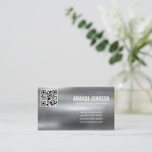 Metallic achtergrond | QR-code Visitekaartje (Staand voorkant)