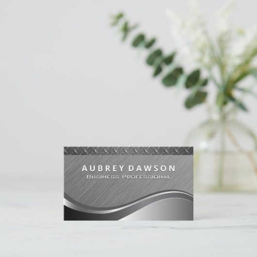 Metallic achtergrond | Staal Visitekaartje (Staand voorkant)