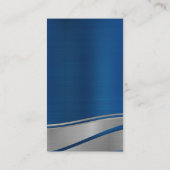 Metallic achtergrond van blauwe en zilveren golven visitekaartje (Achterkant)