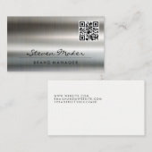 Metallic aluminium glans achtergrond | QR Visitekaartje (Voorkant / Achterkant)