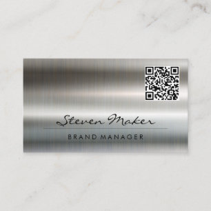 Metallic aluminium glans achtergrond QR Visitekaartje
