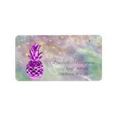 Metallic ananas Confetti Holographic Pearl Etiket (Voorkant)