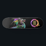 *~* Metallic AP88 Elemental Gouden Blauwgroen Draa Persoonlijk Skateboard<br><div class="desc">(Zoek code AP88 om vergelijkbare items te vinden ) Gemakkelijk overzetten naar andere Zazzle producten. Elemental Element DRAGON met RING of FIRE / FLAMES / FLAME en INITIAAL MONOGRAM voor jouw naam - Bewaar of bewerk of verwijder de tekst. Dit Fierce Populaire trending skateboard Chinese stijl custom pro Element Dragon...</div>