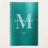 Metallic Aqua Blauwgroen Signature Monogram Planner (Voorkant)