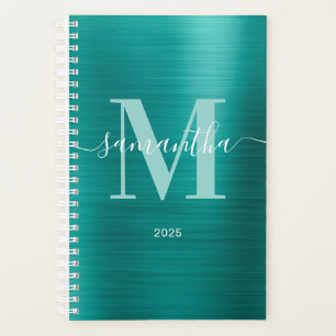 Metallic Aqua Blauwgroen Signature Monogram Planner