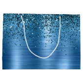 Metallic Aqua Blue Glitter Groot Cadeauzakje (Achterkant)