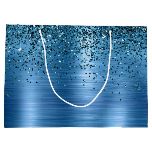 Metallic Aqua Blue Glitter Groot Cadeauzakje (Achterkant)