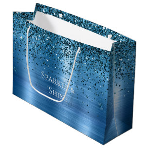 Metallic Aqua Blue Glitter Groot Cadeauzakje
