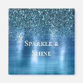 Metallic Aqua Blue Glitter Magneet (Voorkant)
