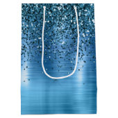Metallic Aqua Blue Glitter Medium Cadeauzakje (Achterkant)