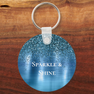 Metallic Aqua Blue Glitter Sleutelhanger