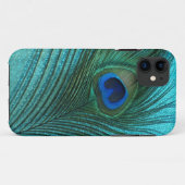 Metallic Aqua Blue Peacock Feather Case-Mate iPhone Case (Achterkant (horizontaal))