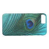 Metallic Aqua Blue Peacock Feather Case-Mate iPhone Case (Achterkant (Horizontaal))
