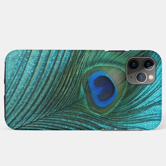 Metallic Aqua Blue Peacock Feather Case-Mate iPhone Case (Achterkant (horizontaal))