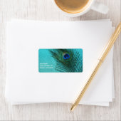 Metallic Aqua Blue Peacock Feather Etiket (Insitu)