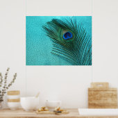 Metallic Aqua Blue Peacock Feather Poster (Keuken)