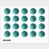 Metallic Aqua Blue Peacock Feather Ronde Sticker (Vel)