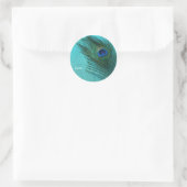 Metallic Aqua Blue Peacock Feather Ronde Sticker (Tas)
