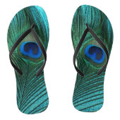 Metallic Aqua Blue Peacock Feather Teenslippers (Voetbed)