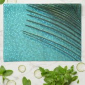 Metallic Aqua Blue Peacock Feather Theedoek (Gevouwen)