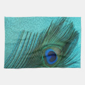 Metallic Aqua Blue Peacock Feather Theedoek (Horizontaal)