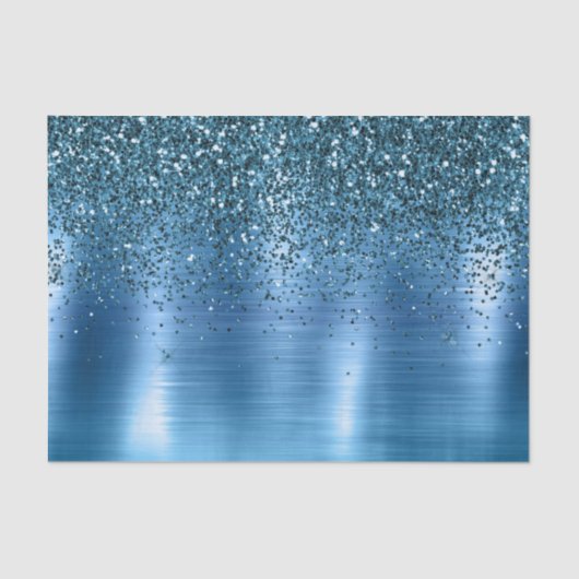 Metallic Aqua Blue Sparkle Glitter Tissuepapier (Voorkant)