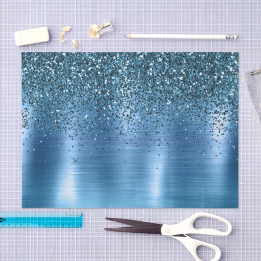 Metallic Aqua Blue Sparkle Glitter Tissuepapier (Craft)