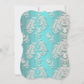 Metallic Aqua en White Lace Birthday Kaart (Achterkant)