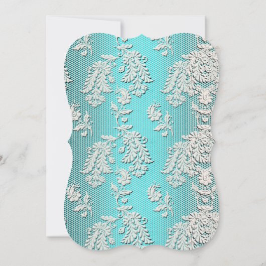 Metallic Aqua en White Lace Birthday Kaart (Achterkant)