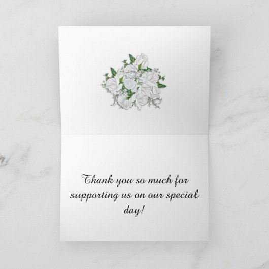 Metallic Aqua en witte bruids Rozen Dank u Bedankkaart (Binnen)