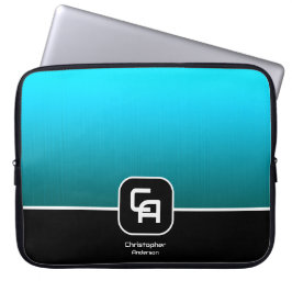 Metallic Aqua Monogram Laptop Sleeve
