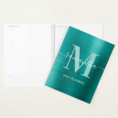 Metallic Aqua Teal Signature Monogram Planner (Display)