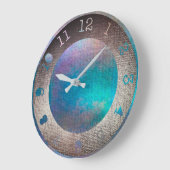 Metallic aquatic Blauwgroen Paars Tropical Paint Grote Klok (Hoek)