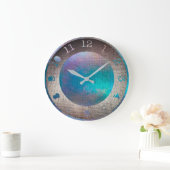 Metallic aquatic Blauwgroen Paars Tropical Paint Grote Klok (Huis)