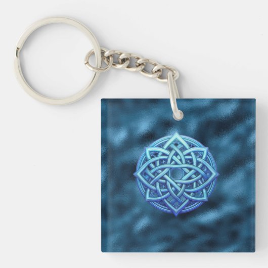 Metallic Arctic Blue Celtic Knot Dark Clouds  Sleutelhanger (voorkant)