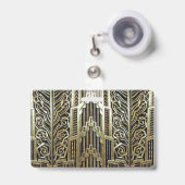 Metallic art nouveau design, , elegant, chic, badge (Front with Retractable)